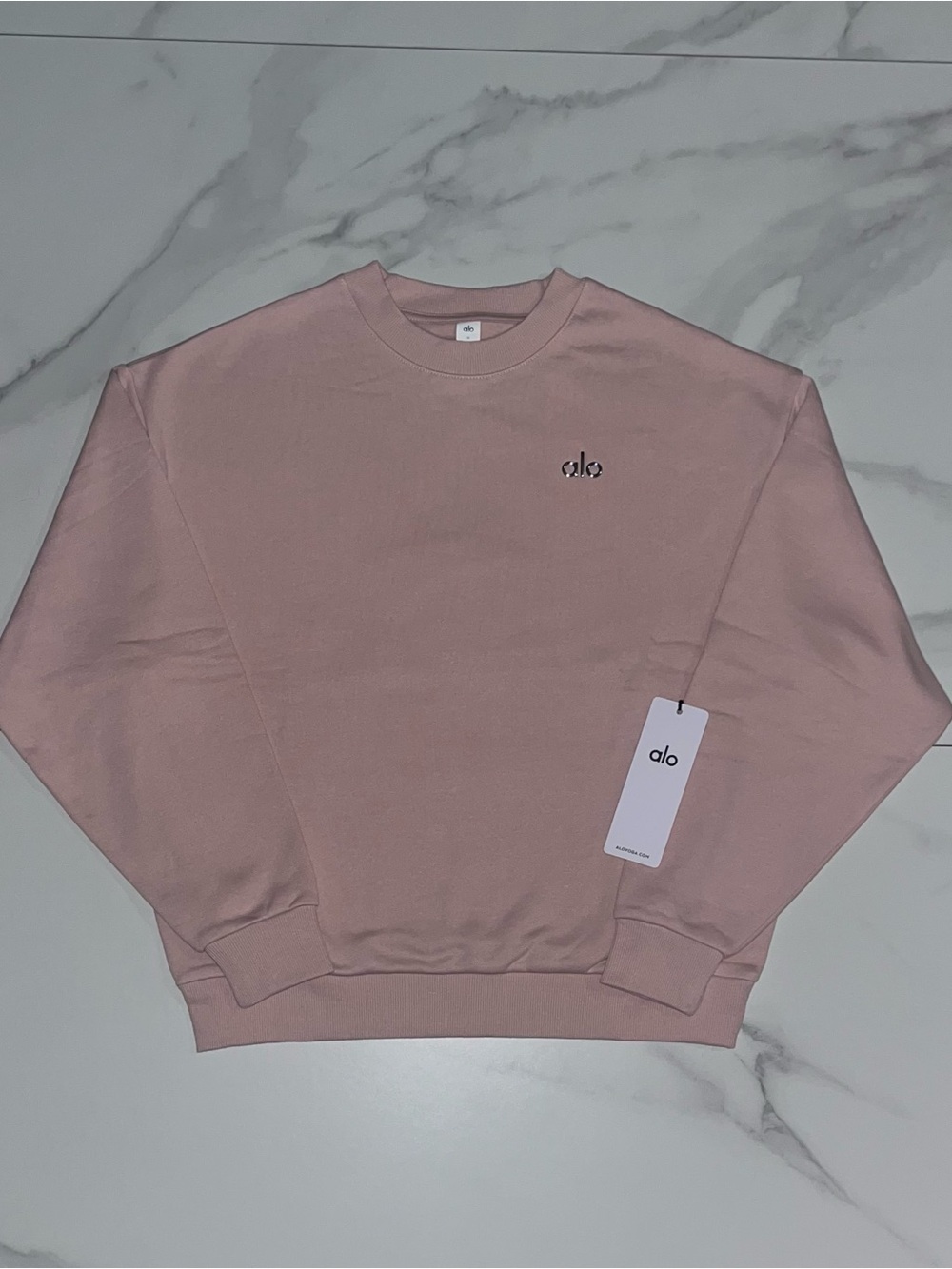 Alo Yoga Pullover Accolade Logo Crewneck Pink Quartz Size Medium